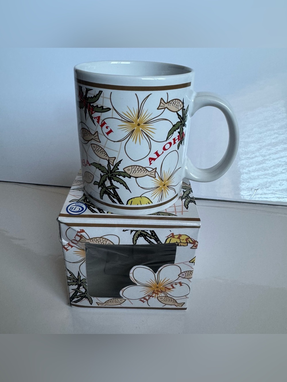 Aloha Floral White Ceramic Coffee Mug